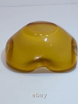 Alfredo Barbini Triple-cased Geode Bowl, Ivory Murano Glass, 1960's Vintage