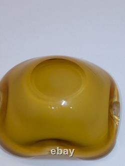 Alfredo Barbini Triple-cased Geode Bowl, Ivory Murano Glass, 1960's Vintage