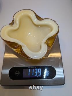 Alfredo Barbini Triple-cased Geode Bowl, Ivory Murano Glass, 1960's Vintage