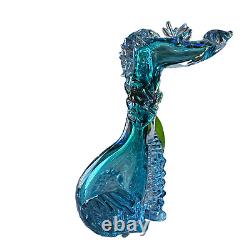 Alfredo Barbini Vintage 1950s Murano Blue Italian Art Glass Poodle Dog Sculpture