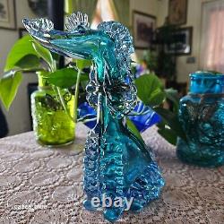 Alfredo Barbini Vintage 1950s Murano Blue Italian Art Glass Poodle Dog Sculpture