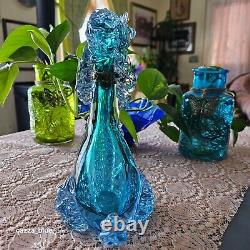 Alfredo Barbini Vintage 1950s Murano Blue Italian Art Glass Poodle Dog Sculpture