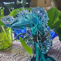 Alfredo Barbini Vintage 1950s Murano Blue Italian Art Glass Poodle Dog Sculpture