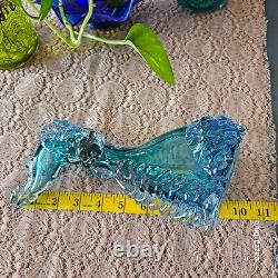 Alfredo Barbini Vintage 1950s Murano Blue Italian Art Glass Poodle Dog Sculpture