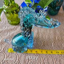 Alfredo Barbini Vintage 1950s Murano Blue Italian Art Glass Poodle Dog Sculpture