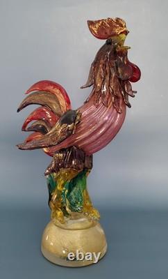 Amazing Vintage Murano Glass Rooster! Gorgeous. 13 H