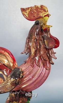 Amazing Vintage Murano Glass Rooster! Gorgeous. 13 H