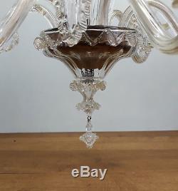 Ancien Lustre Verre Murano Doré Vintage Glass Chandelier