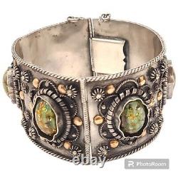 Antique Bracelet Etnic Vintage 800 Silver 18kgold Murano Glass Bracelet 85g