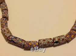 Antique Italy glass Murano Millefiori German trade beads necklace (m1336)