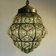 Antique Murano Art Deco Caged Glass Lantern Hanging Ceiling Light Vintage