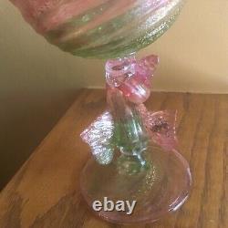 Antique Murano Venetian Art Glass pedestal Compote with Dolphin base