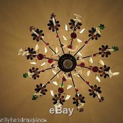 Antique Vintage Italian Crystal Directoire Murano Glass Fruit Chandelier 12 Lite