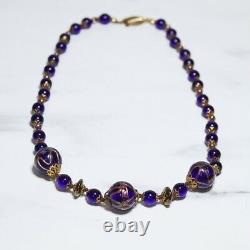 Antique Vintage Murano Cobalt Glass Venetian Beaded Necklace