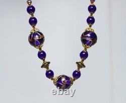 Antique Vintage Murano Cobalt Glass Venetian Beaded Necklace