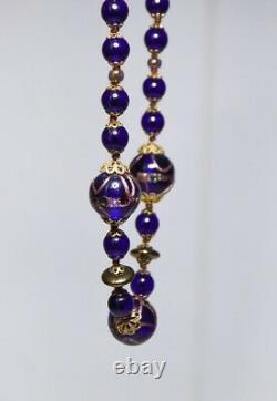 Antique Vintage Murano Cobalt Glass Venetian Beaded Necklace