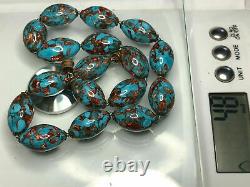 Antique Vintage Venetian Turquoise Blue Murano Choker Foil Beads Glass Necklace
