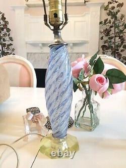 Antique Vtg Swirl Blue Murano Italian Lamp Glass retro MCM style