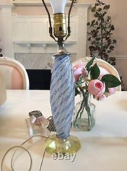 Antique Vtg Swirl Blue Murano Italian Lamp Glass retro MCM style