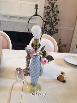 Antique Vtg Swirl Blue Murano Italian Lamp Glass retro MCM style