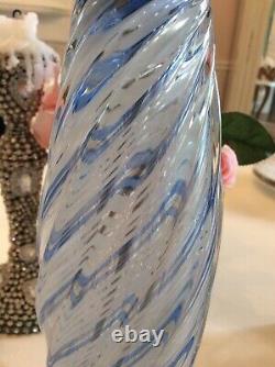 Antique Vtg Swirl Blue Murano Italian Lamp Glass retro MCM style