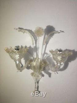Applique lampada vetro di Murano oro 24K vintage classica wall sconce glass