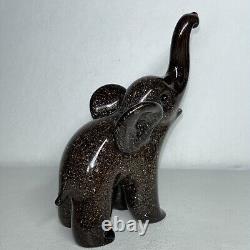 Archimede Seguso Signed! Baby Elephant Murano Glass Art Cased GOLD FLECKs Brown