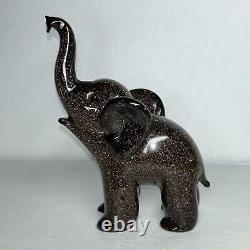 Archimede Seguso Signed! Baby Elephant Murano Glass Art Cased GOLD FLECKs Brown