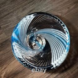 Art Glass Mezza Filigrana Blue, White, and Brown Vase 14.5 Tall Murano Vintage