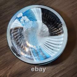 Art Glass Mezza Filigrana Blue, White, and Brown Vase 14.5 Tall Murano Vintage