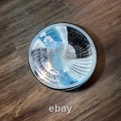 Art Glass Mezza Filigrana Blue, White, and Brown Vase 14.5 Tall Murano Vintage