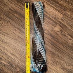 Art Glass Mezza Filigrana Blue, White, and Brown Vase 14.5 Tall Murano Vintage