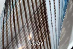 Art Glass Mezza Filigrana Blue, White, and Brown Vase 14.5 Tall Murano Vintage