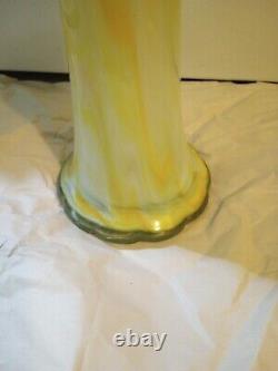 Art Glass Vase MCM Vintage Flared Tall Lava Swirl Stretch Nouveau Murano SWUNG