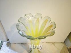 Art Glass Vase MCM Vintage Flared Tall Lava Swirl Stretch Nouveau Murano SWUNG