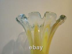 Art Glass Vase MCM Vintage Flared Tall Lava Swirl Stretch Nouveau Murano SWUNG