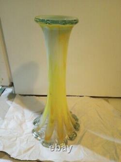 Art Glass Vase MCM Vintage Flared Tall Lava Swirl Stretch Nouveau Murano SWUNG