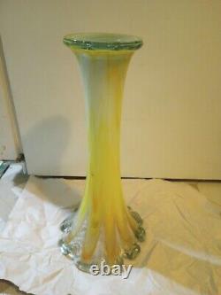 Art Glass Vase MCM Vintage Flared Tall Lava Swirl Stretch Nouveau Murano SWUNG