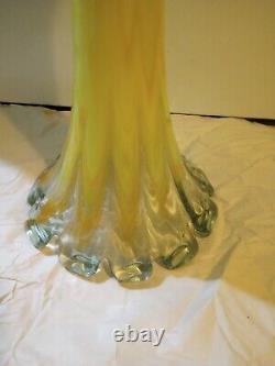 Art Glass Vase MCM Vintage Flared Tall Lava Swirl Stretch Nouveau Murano SWUNG