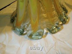 Art Glass Vase MCM Vintage Flared Tall Lava Swirl Stretch Nouveau Murano SWUNG