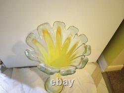 Art Glass Vase MCM Vintage Flared Tall Lava Swirl Stretch Nouveau Murano SWUNG