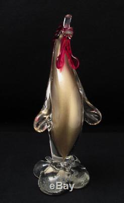 Authentic Vintage Italian Murano Art Glass Rooster Bird Figurine With Label