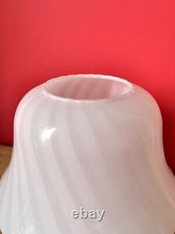 Authentic Vintage White MURANO Glass SWIRL MUSHROOM Table Lamp Italy 70s Fungo