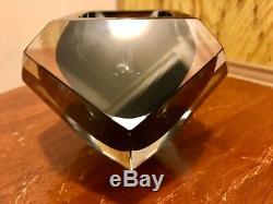 Awesome Vtg MCM Vincenzo Nason Murano Sommerso Faceted Geode Bowl Orig Label