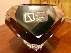 Awesome Vtg MCM Vincenzo Nason Murano Sommerso Faceted Geode Bowl Orig Label