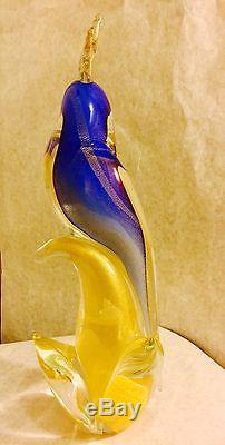 Awesome Vtg Murano Art Glass Tropical Bird Parrot Cockatoo Original Label 13