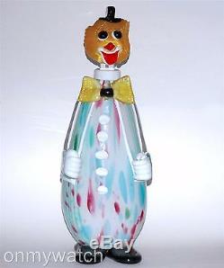 BAR Vtg MURANO Clown DECANTER Large Bottle ArT GLaSs Italy LABEL