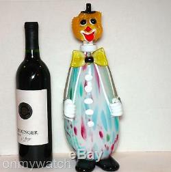 BAR Vtg MURANO Clown DECANTER Large Bottle ArT GLaSs Italy LABEL