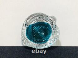 BARBINI Murano Vintage Art Glass Ashtray Blue Green Bowl Paperweight Japan
