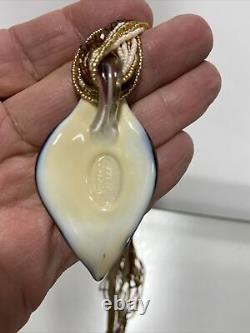 BEAUTIFUL VINTAGE MURANO BLOWN GLASS Gold Fleck Drop NECKLACE